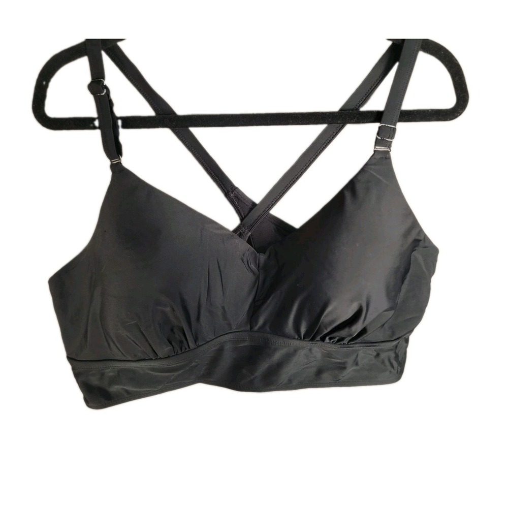 Torrid Swim Top Size 3 D/DD Black Wireless Cross Back Bikini Tankini Top Plus 3X